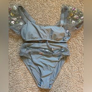 Anthropologie cap sleeve bikini